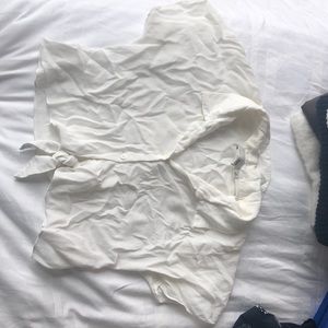 Cropped tie front blouse